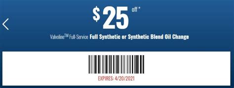 Get 15 Off Synthetic Blend Oil Changes Using This Valvoline Coupon. . Valvoline coupon 25